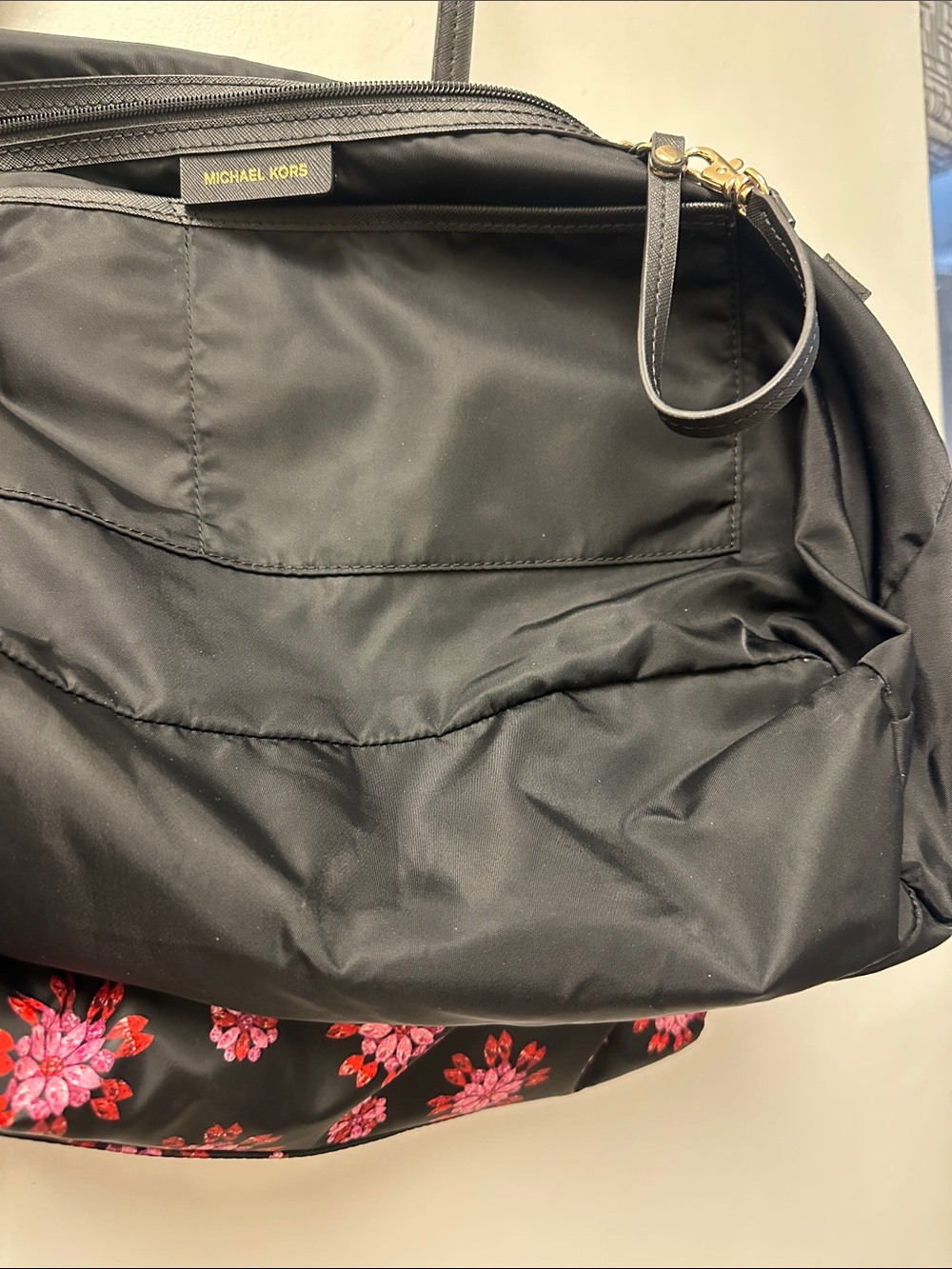 Michael Kors Black Tote with Pink Floral Motif - Picture 10 of 12
